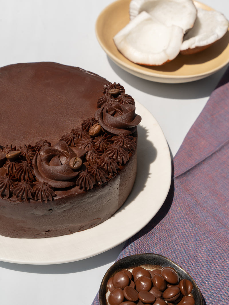 Whole Wheat, Jaggery & Chocolate Cake with Sugar Free Chocolate Frosting • Eggless