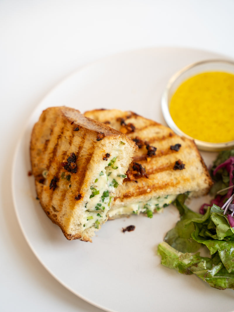 Fresh Garlic Grilled Cheese Sandwich